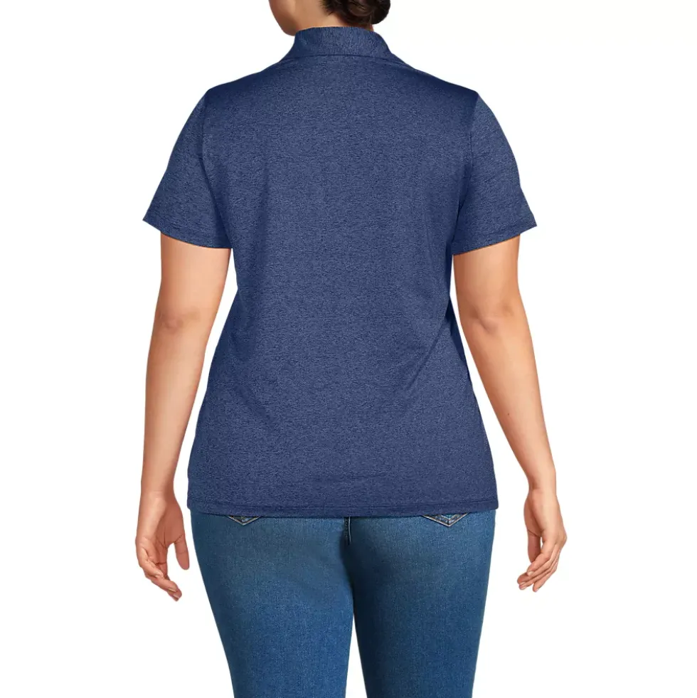 School Uniform Women's Rapid Dry Short Sleeve Space Dye Sport Neck Polo Shirt
