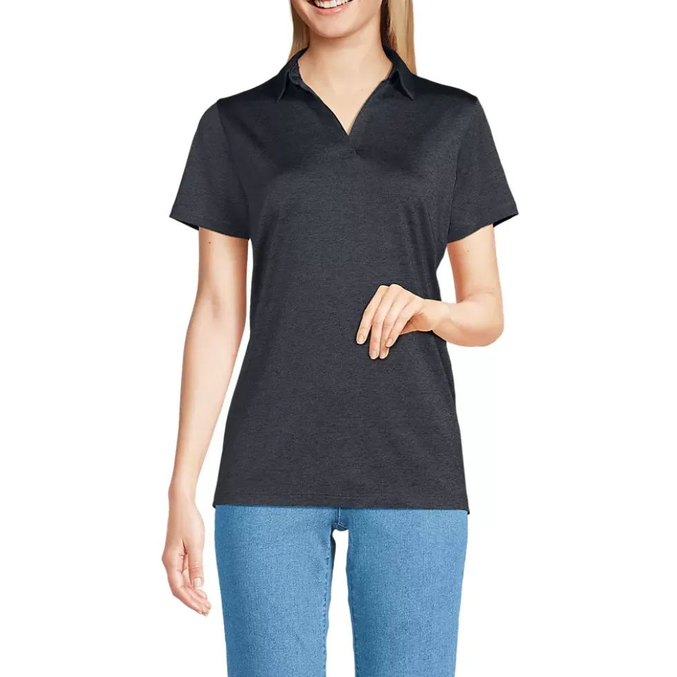 School Uniform Women's Rapid Dry Short Sleeve Space Dye Sport Neck Polo Shirt