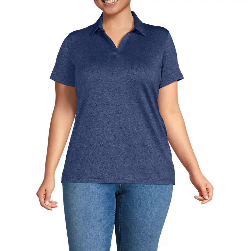 School Uniform Women's Rapid Dry Short Sleeve Space Dye Sport Neck Polo Shirt