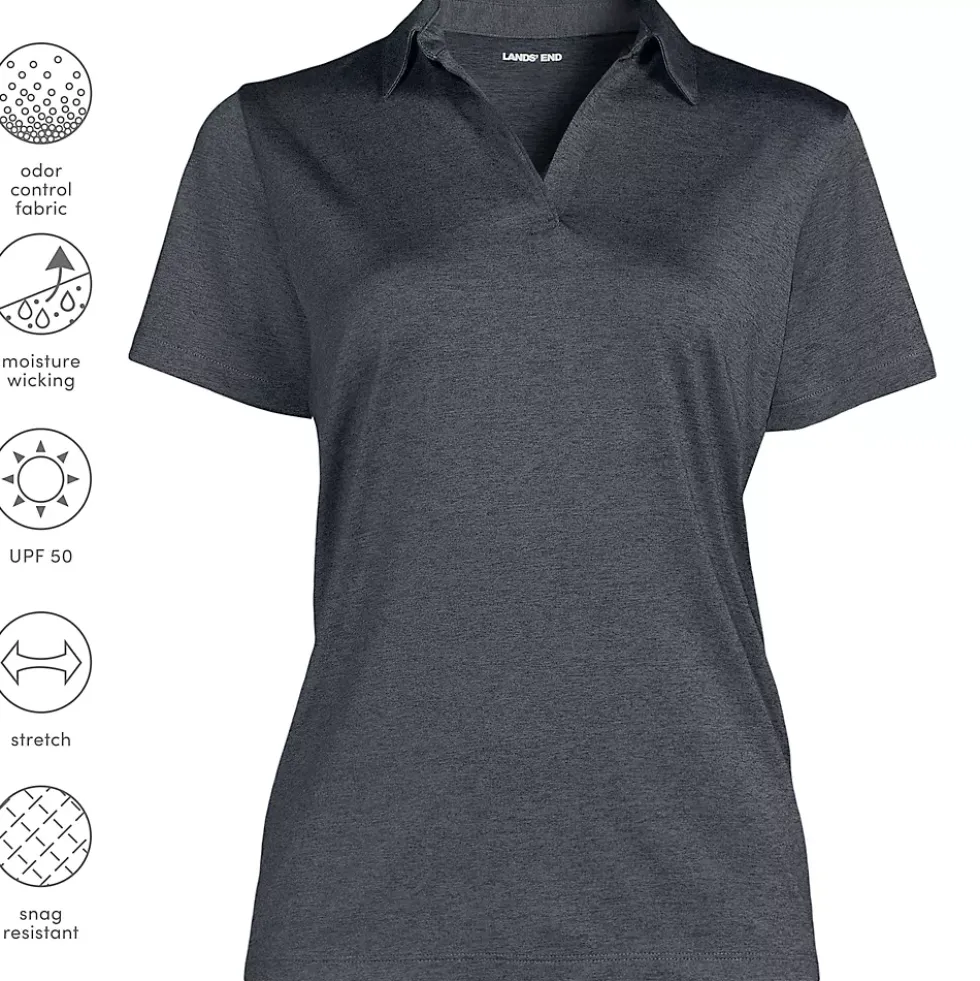 School Uniform Women's Rapid Dry Short Sleeve Space Dye Sport Neck Polo Shirt