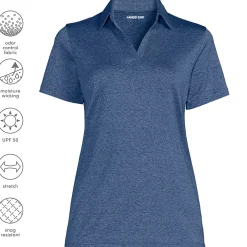 School Uniform Women's Rapid Dry Short Sleeve Space Dye Sport Neck Polo Shirt