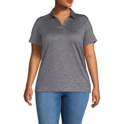 School Uniform Women's Rapid Dry Short Sleeve Space Dye Sport Neck Polo Shirt