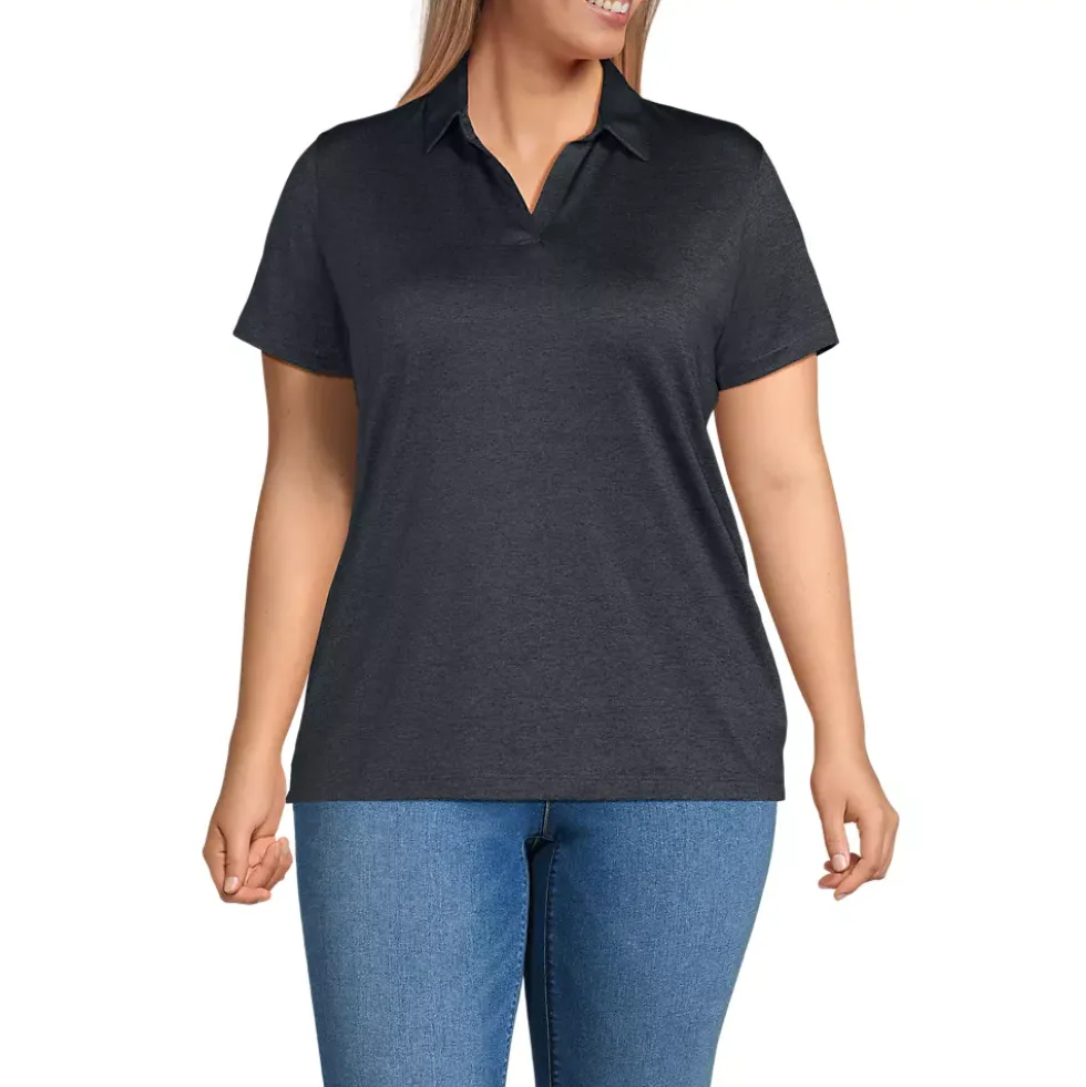 School Uniform Women's Rapid Dry Short Sleeve Space Dye Sport Neck Polo Shirt
