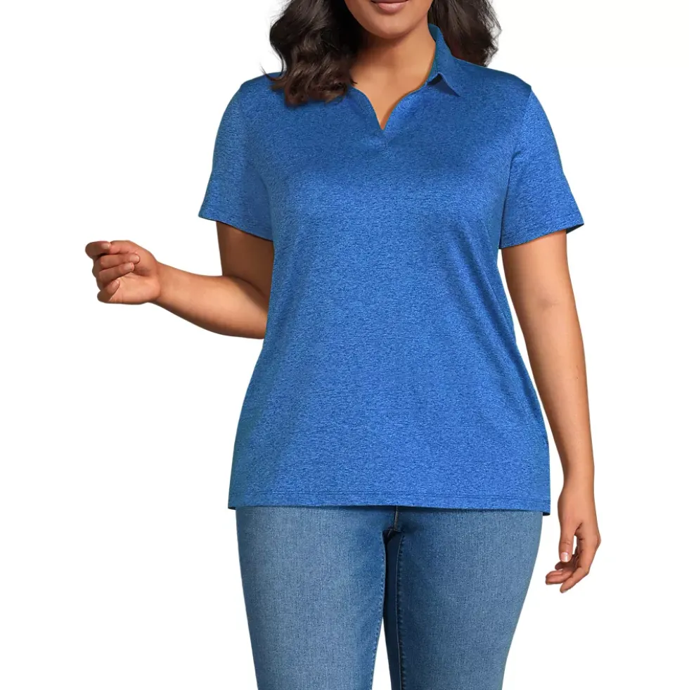 School Uniform Women's Rapid Dry Short Sleeve Space Dye Sport Neck Polo Shirt