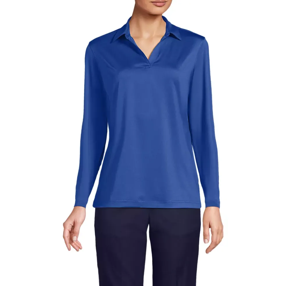 School Uniform Women's Rapid Dry Long Sleeve Sport Collar Polo