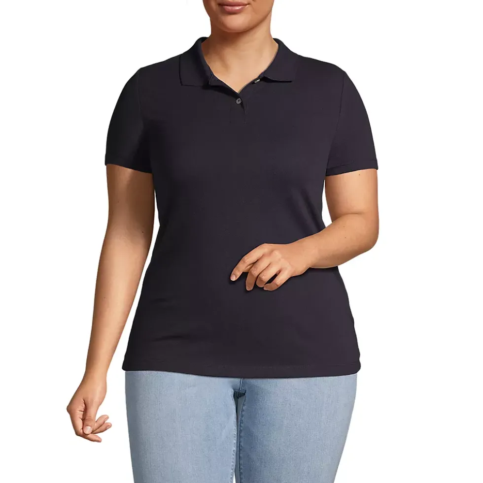 School Uniform Women's Short Sleeve Basic Mesh Polo Shirt