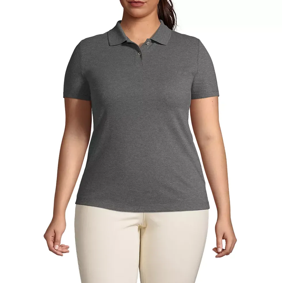 School Uniform Women's Short Sleeve Basic Mesh Polo Shirt
