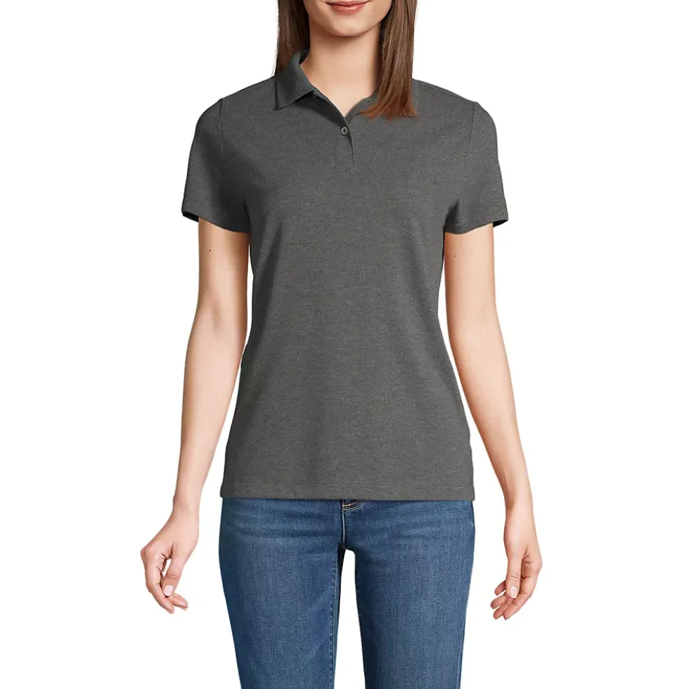 School Uniform Women's Short Sleeve Basic Mesh Polo Shirt