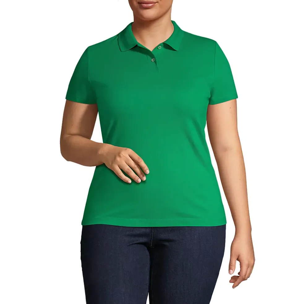 School Uniform Women's Short Sleeve Basic Mesh Polo Shirt