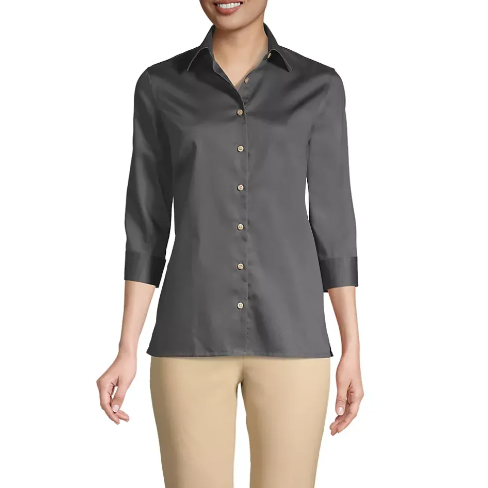 School Uniform Women's 3/4 Sleeve Performance Twill Shirt