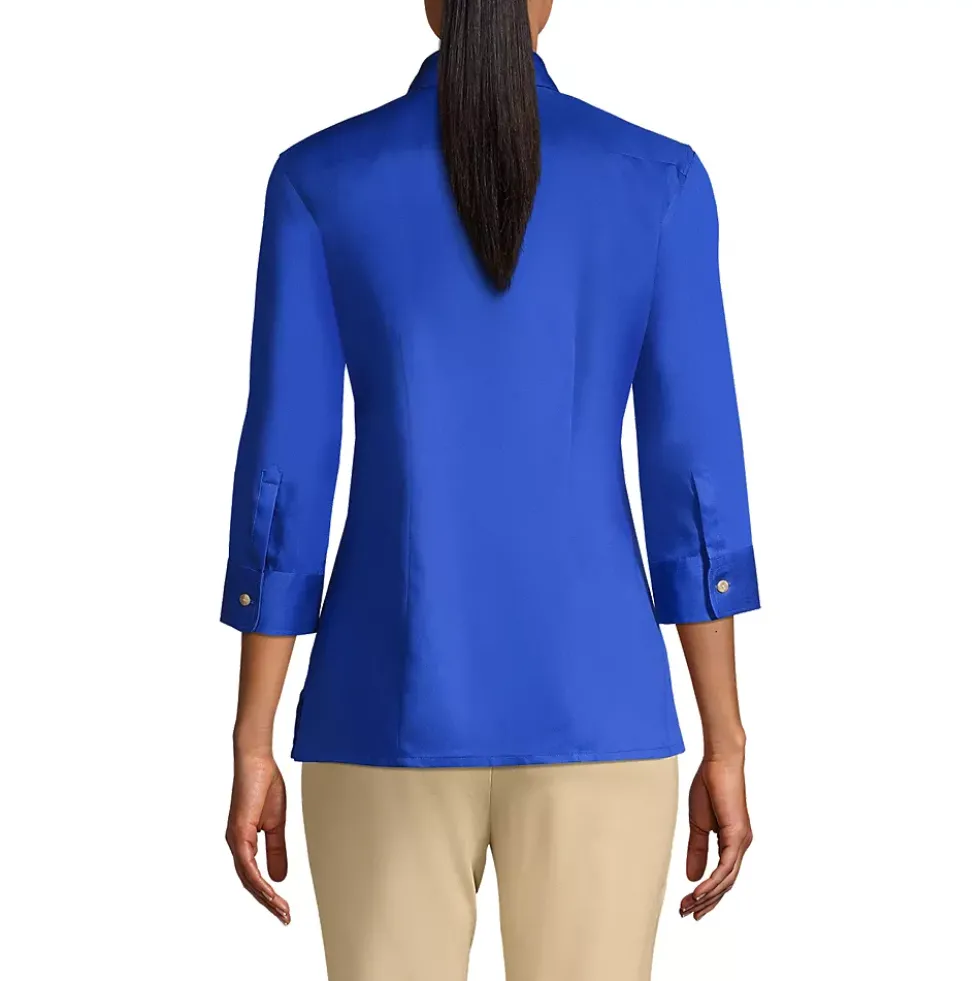 School Uniform Women's 3/4 Sleeve Performance Twill Shirt