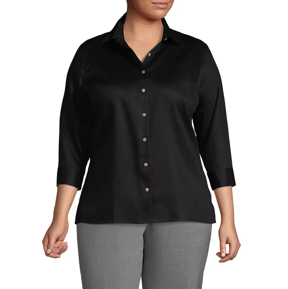School Uniform Women's 3/4 Sleeve Performance Twill Shirt