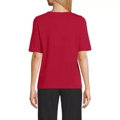 School Uniform Women's Supima Jersey Half Sleeve Splitneck Shirt
