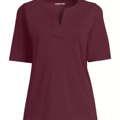School Uniform Women's Supima Jersey Half Sleeve Splitneck Shirt