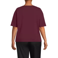 School Uniform Women's Supima Jersey Half Sleeve Splitneck Shirt