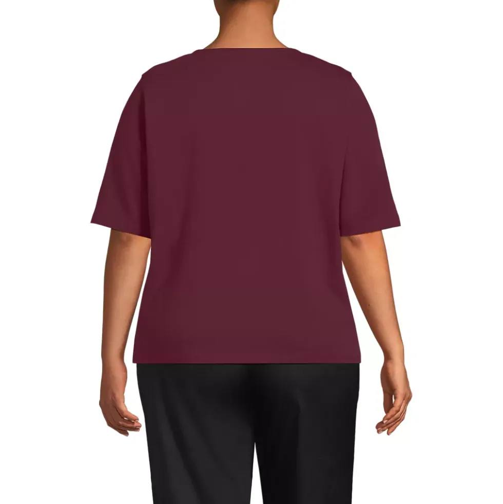School Uniform Women's Supima Jersey Half Sleeve Splitneck Shirt