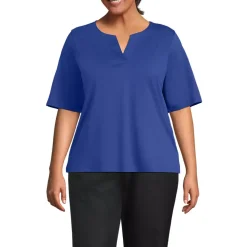 School Uniform Women's Supima Jersey Half Sleeve Splitneck Shirt