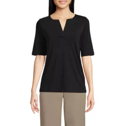School Uniform Women's Supima Jersey Half Sleeve Splitneck Shirt