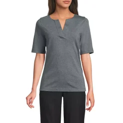 School Uniform Women's Supima Jersey Half Sleeve Splitneck Shirt
