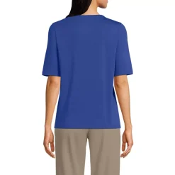 School Uniform Women's Supima Jersey Half Sleeve Splitneck Shirt