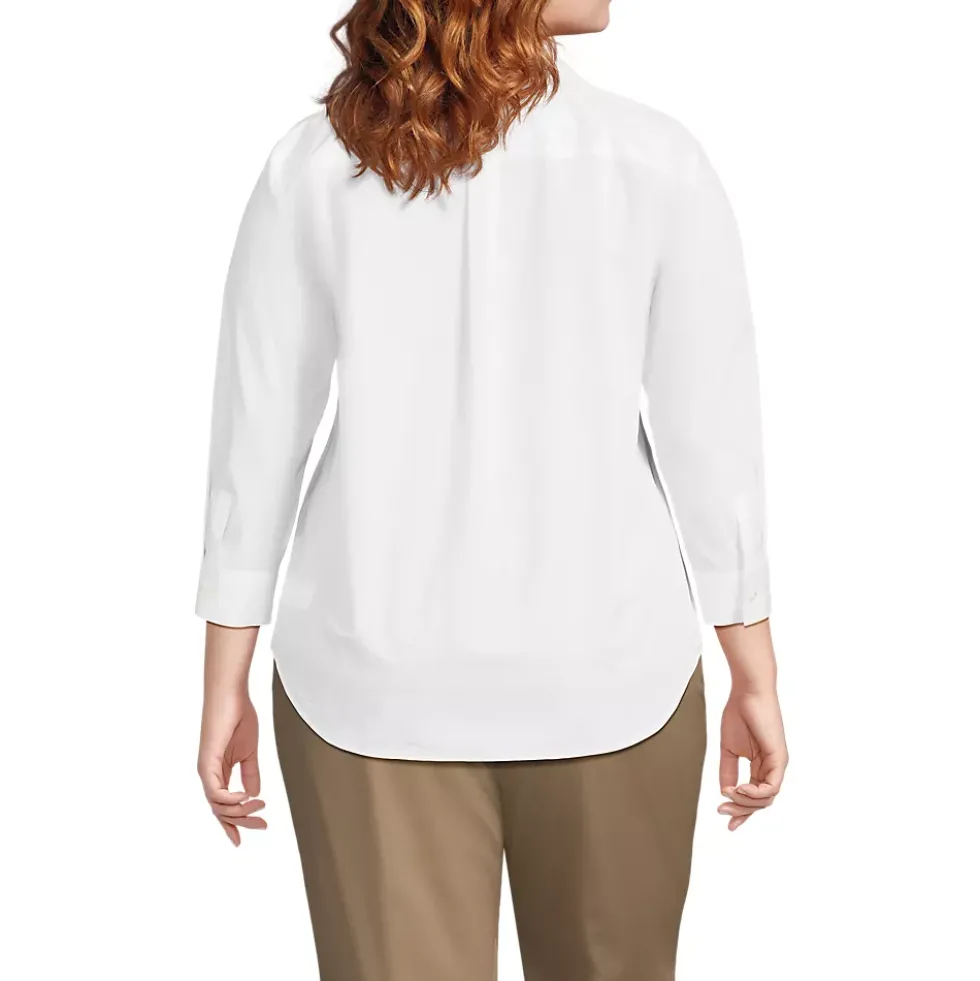 School Uniform Women's Three Quarter Sleeve Broadcloth Easy Shirt