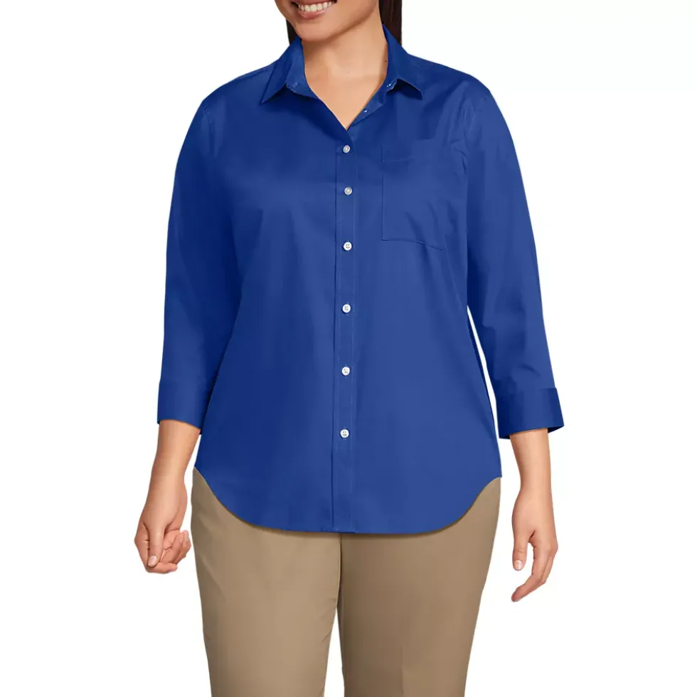 School Uniform Women's Three Quarter Sleeve Broadcloth Easy Shirt