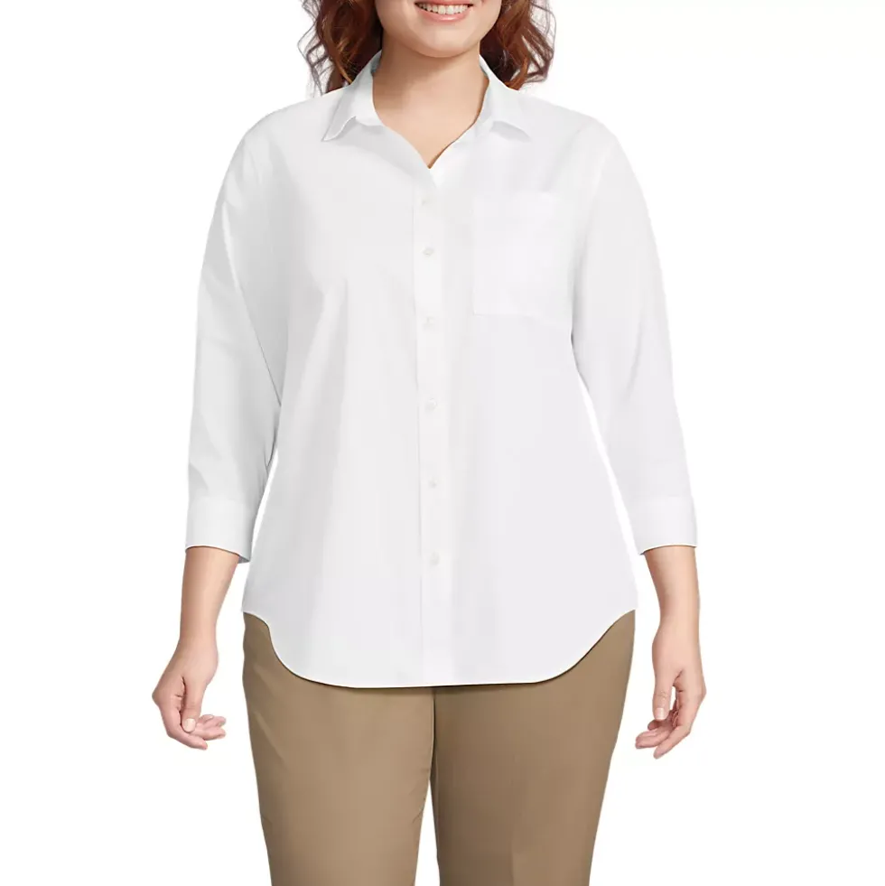 School Uniform Women's Three Quarter Sleeve Broadcloth Easy Shirt