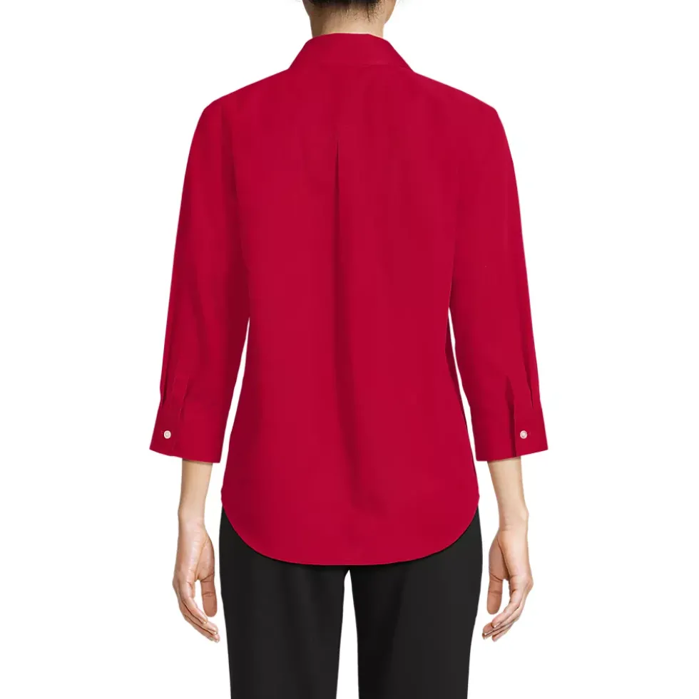 School Uniform Women's Three Quarter Sleeve Broadcloth Easy Shirt