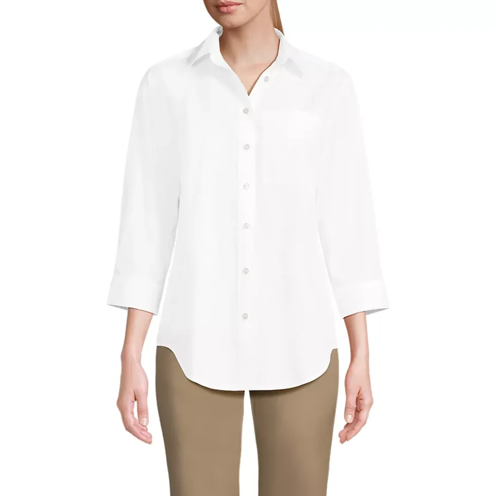School Uniform Women's Three Quarter Sleeve Broadcloth Easy Shirt