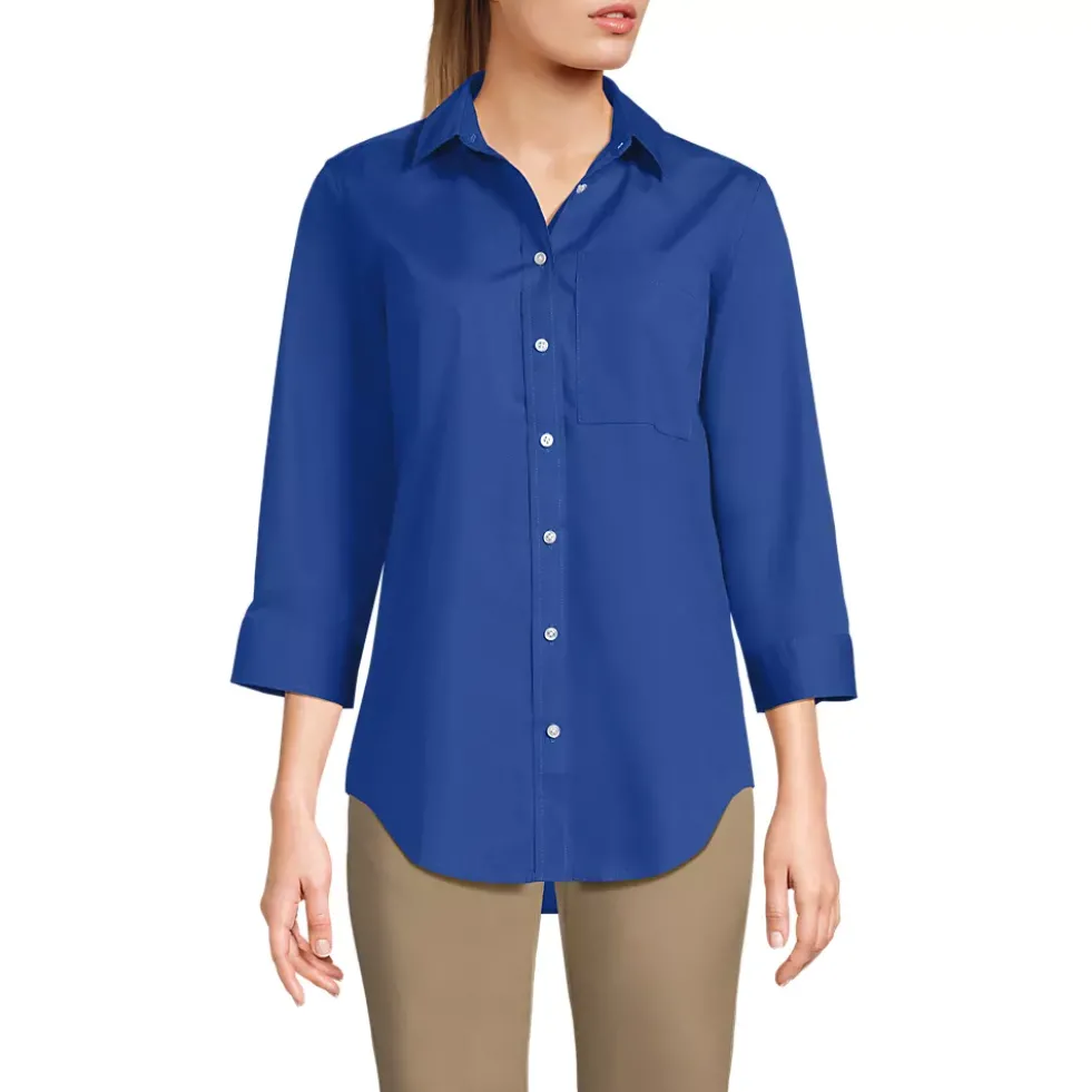 School Uniform Women's Three Quarter Sleeve Broadcloth Easy Shirt