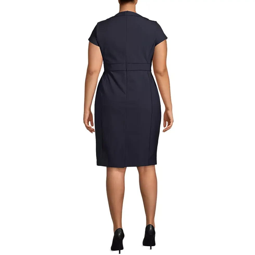 School Uniform Women's Washable Wool Piped Sheath Dress