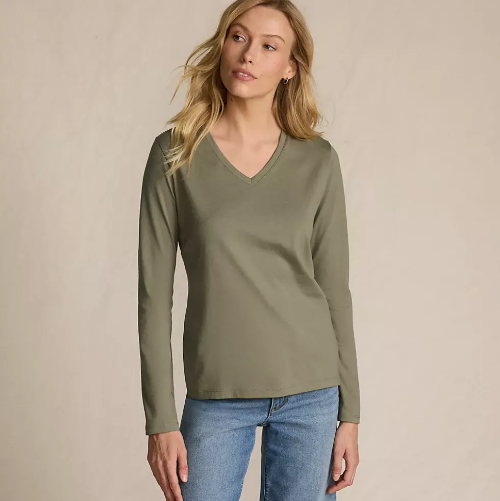 Supima Cotton Long Sleeve V-Neck T-Shirt