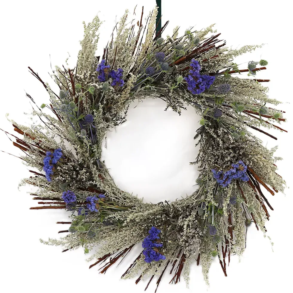 Teufel 18" Dried Blue Statice Wreath