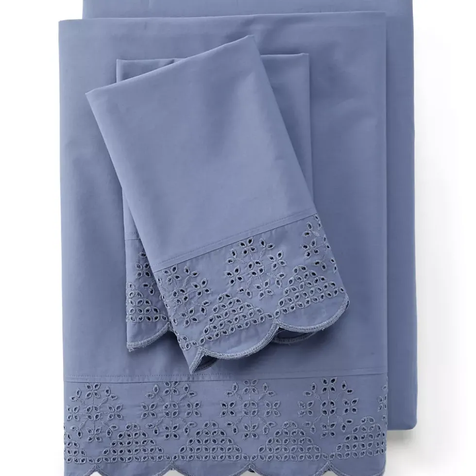 300 Thread Count Cotton Percale Eyelet Bed Sheet Set