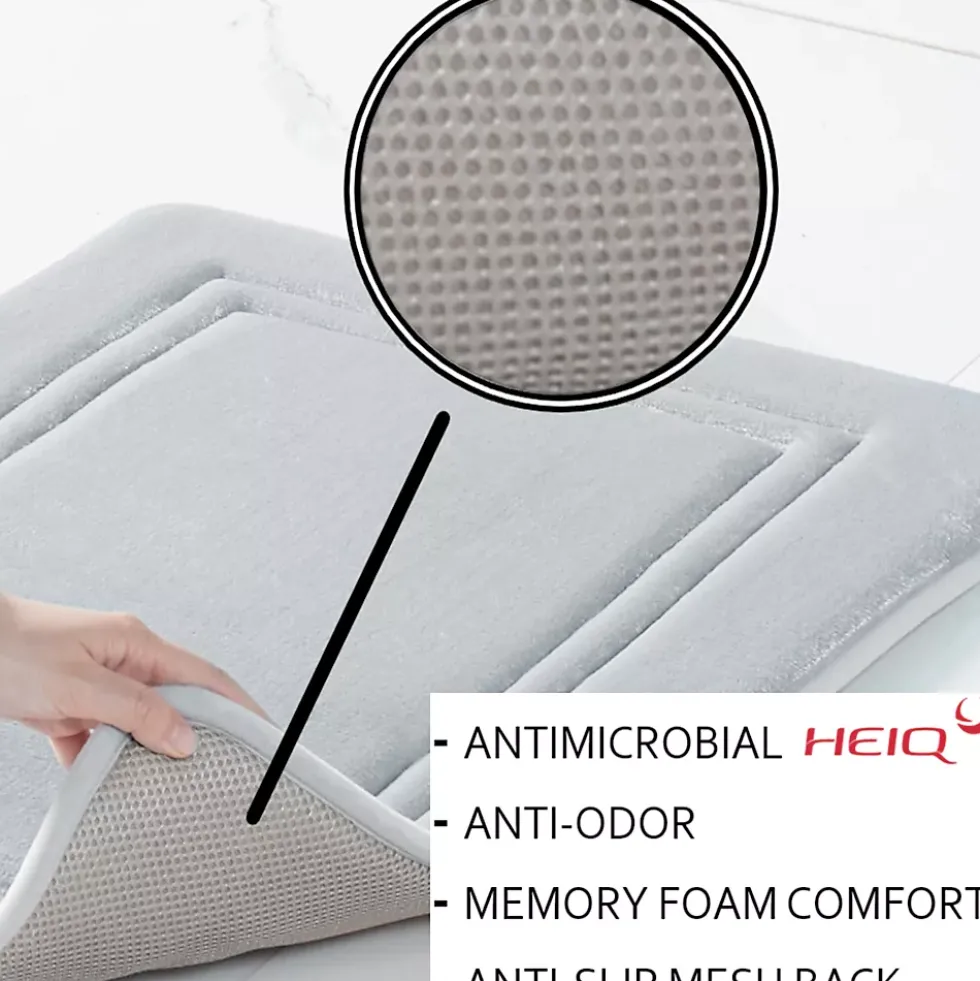 Truly Calm HeiQ AntiMicrobial Memory Foam Bath Rugs- Set of 2