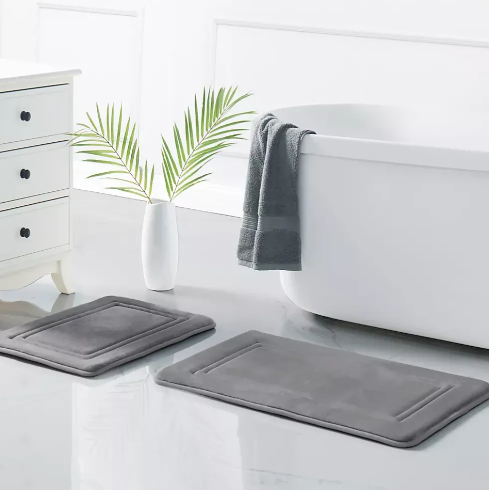 Truly Calm HeiQ AntiMicrobial Memory Foam Bath Rugs- Set of 2