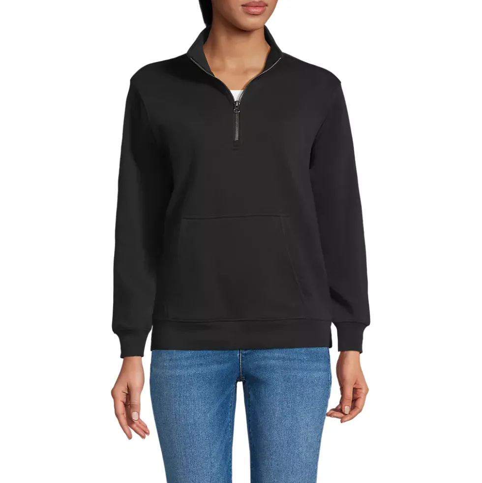 Unisex Long Sleeve Quarter Zip Mock Neck Sweatshirt