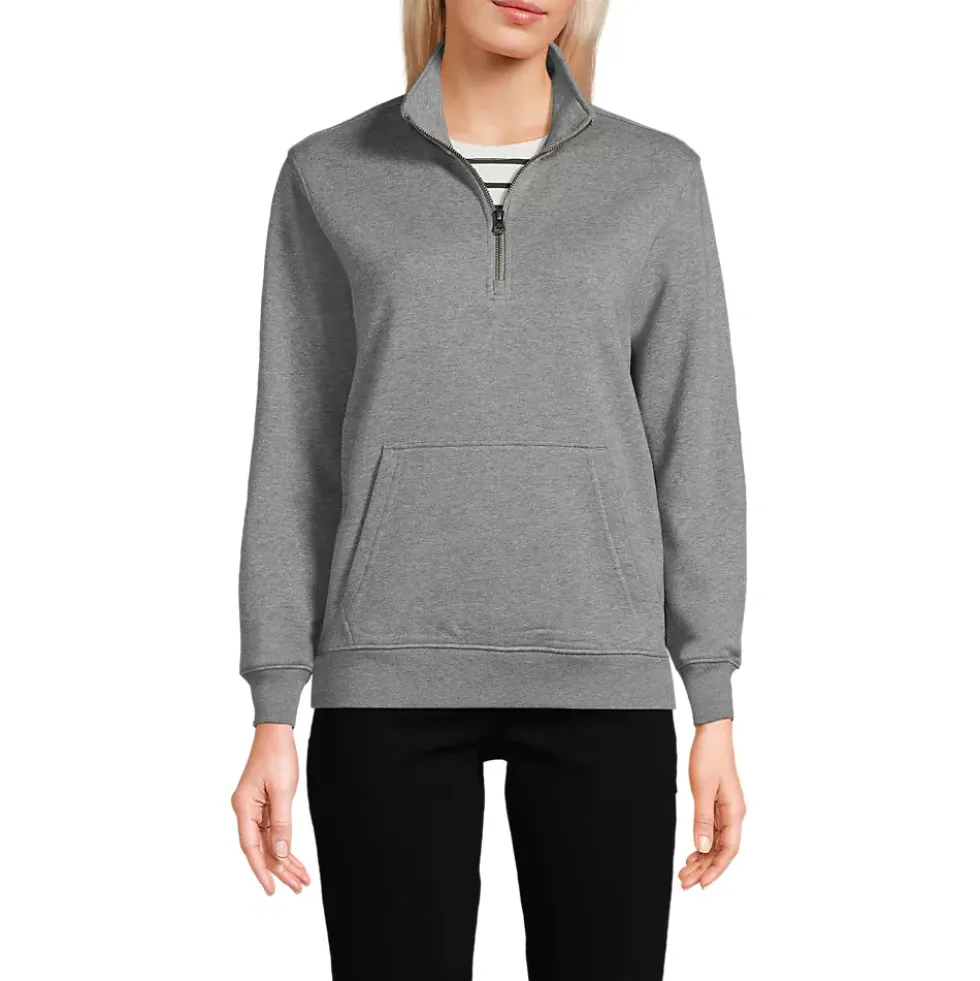 Unisex Long Sleeve Quarter Zip Mock Neck Sweatshirt