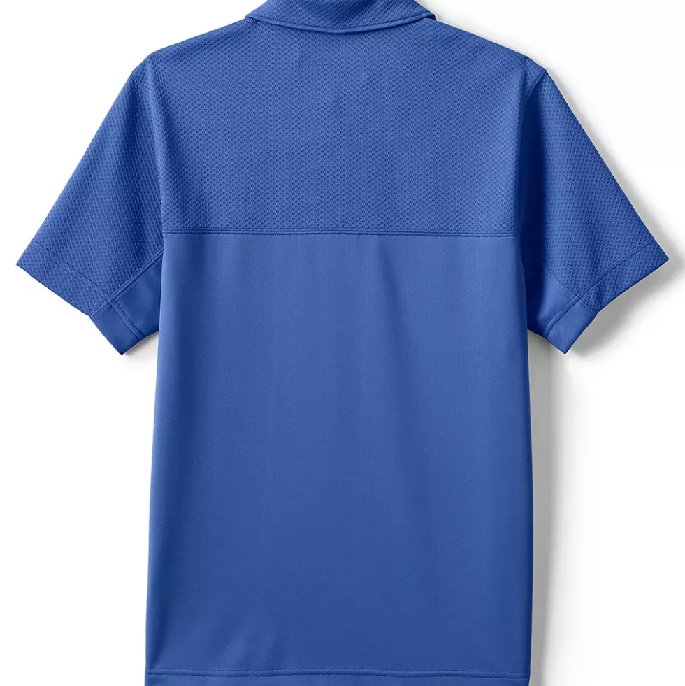 Unisex Short Sleeve Quarter Zip Textured Polo Shirt