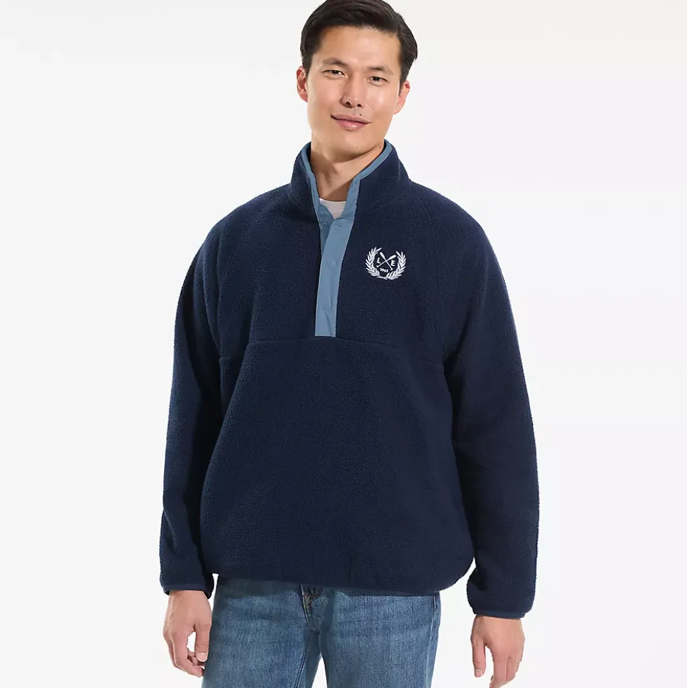 Unisex Snap Neck Fleece Pullover