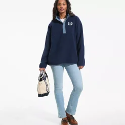 Unisex Snap Neck Fleece Pullover