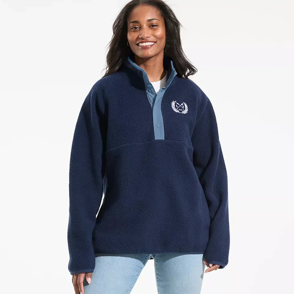 Unisex Snap Neck Fleece Pullover