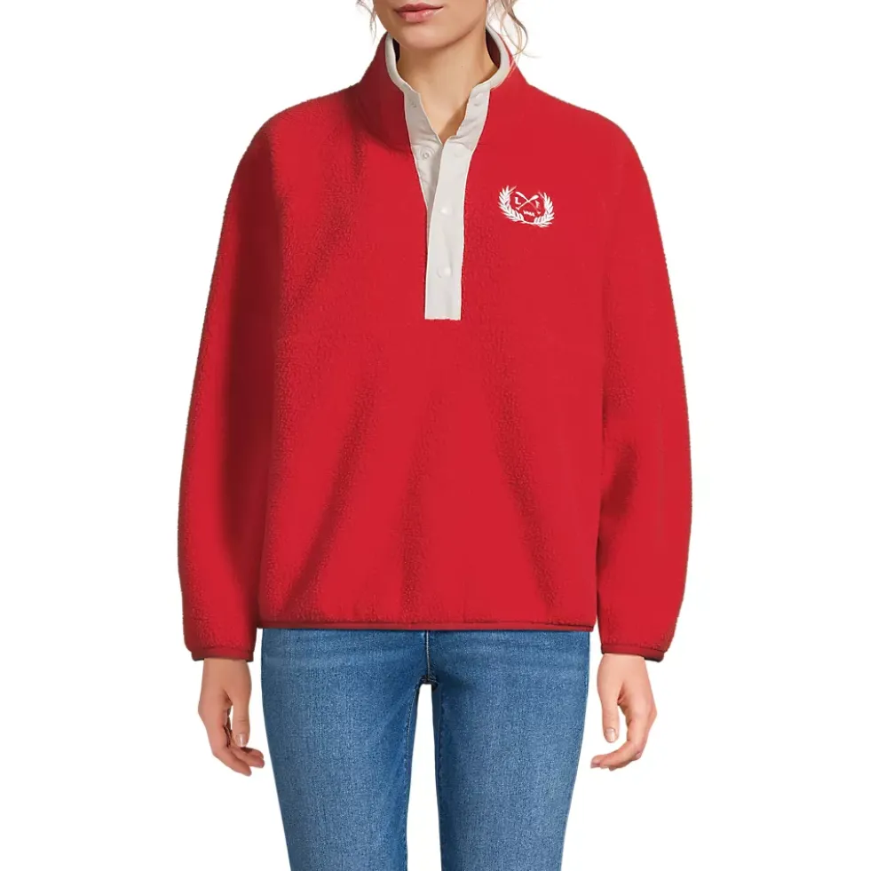 Unisex Snap Neck Fleece Pullover