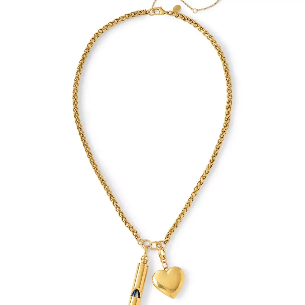 Water-Resistant Link Heart Y Necklace