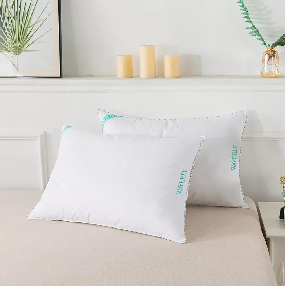 Waverly Antimicrobial 233 Thread Count Cotton White Duck Down and Feather Bed Pillow