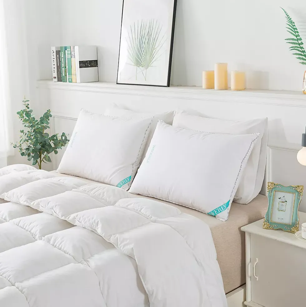Waverly Antimicrobial 233 Thread Count Cotton White Duck Down and Feather Bed Pillow