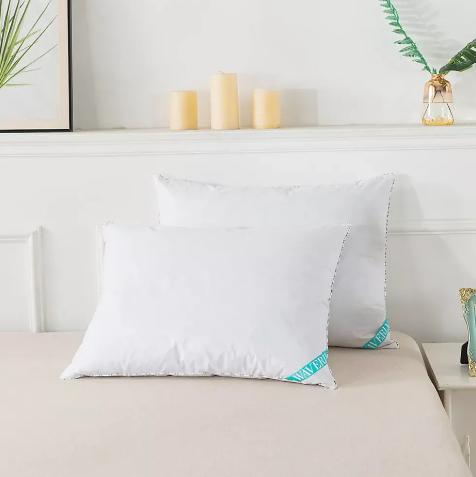 Waverly Antimicrobial 233 Thread Count Cotton White Duck Down and Feather Blend Bed Pillow