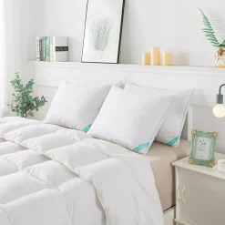 Waverly Antimicrobial 233 Thread Count Cotton White Duck Down and Feather Blend Bed Pillow