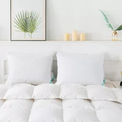 Waverly Antimicrobial 233 Thread Count Cotton White Duck Down and Feather Blend Bed Pillow