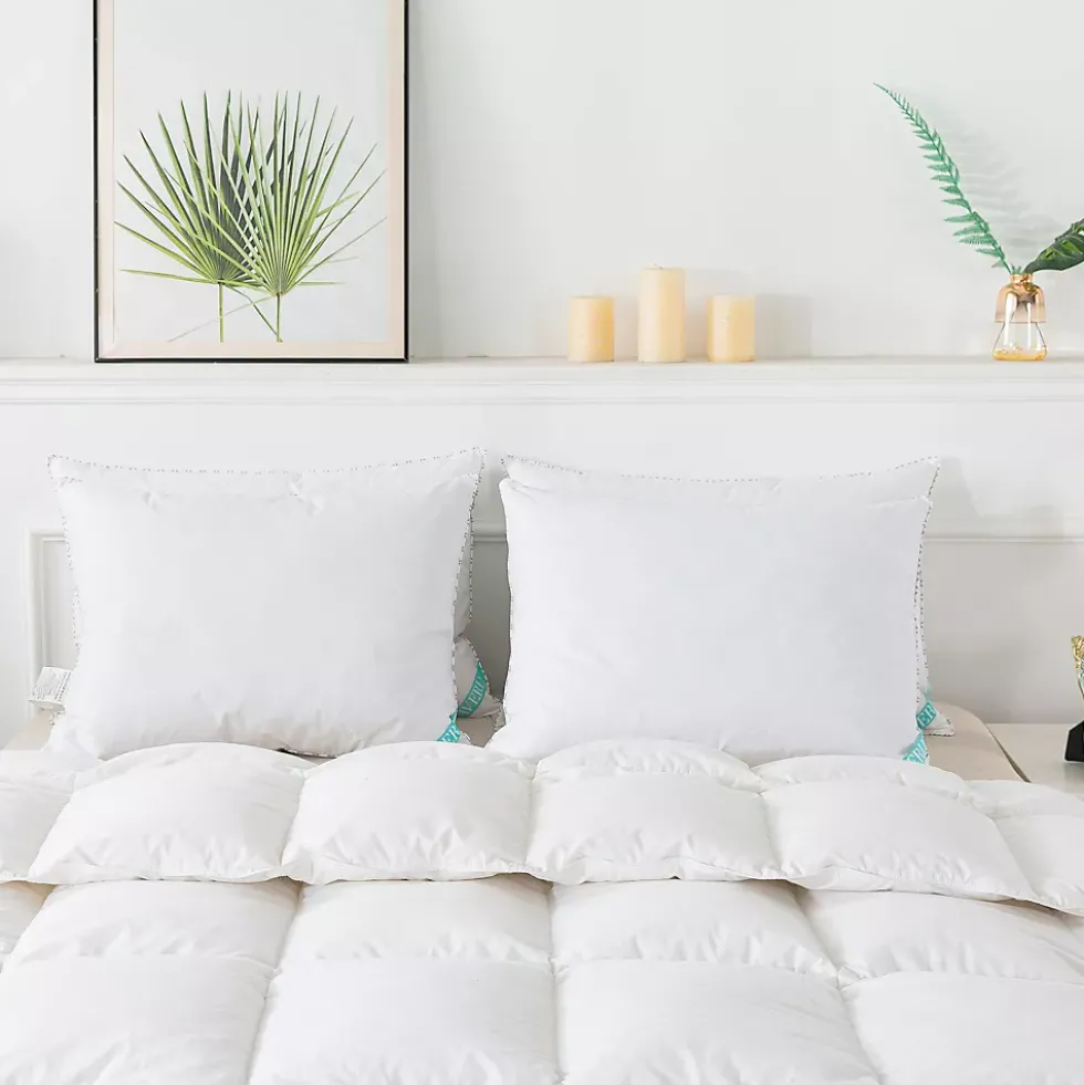 Waverly Antimicrobial 233 Thread Count Cotton White Duck Down and Feather Blend Bed Pillow